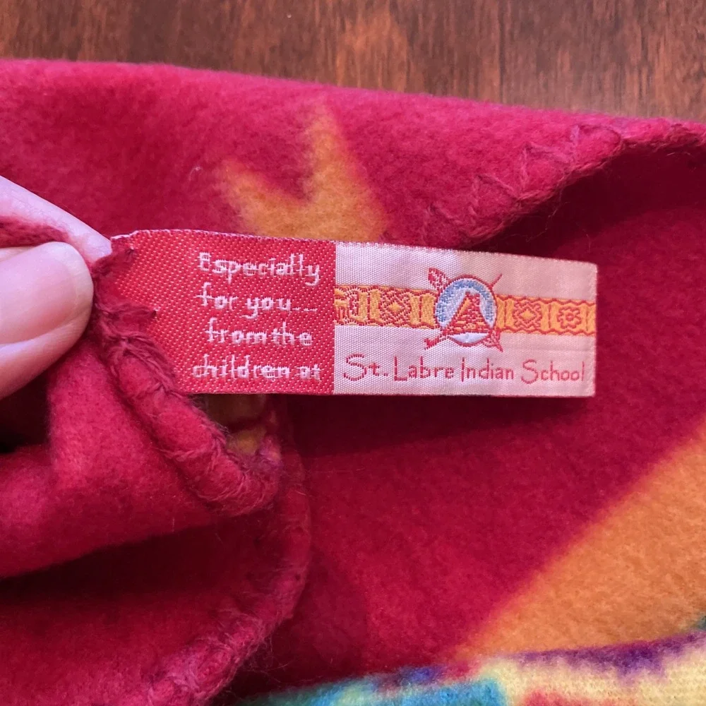 St‎ Labre Indian School Throw Blanket 32x48 Fleece Southwest Aztec Native Tribal